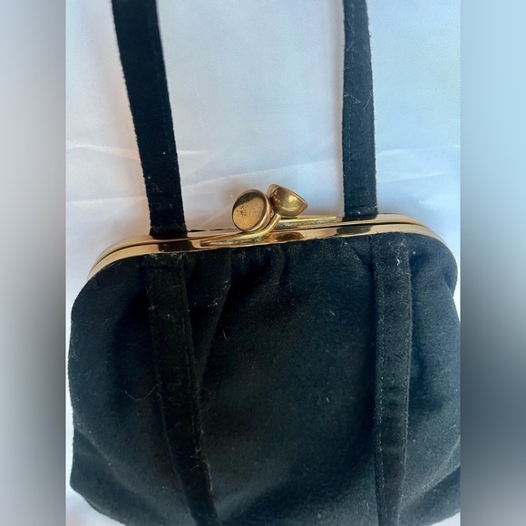 Vintage Ingber Black and Gold Felt Hand Bag - Picture 2 of 13